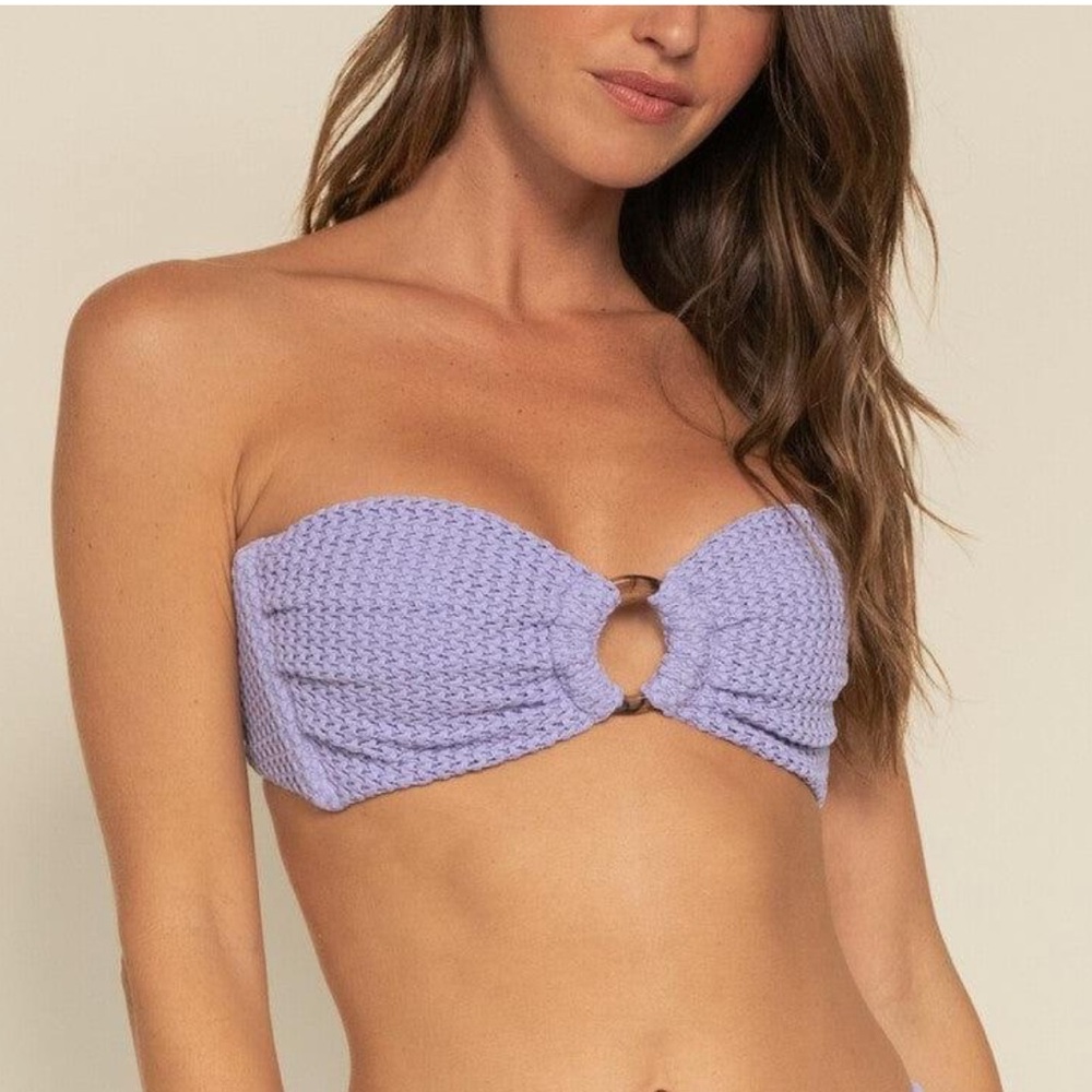 Montce Lilac Textured Bandeau Bikini Top